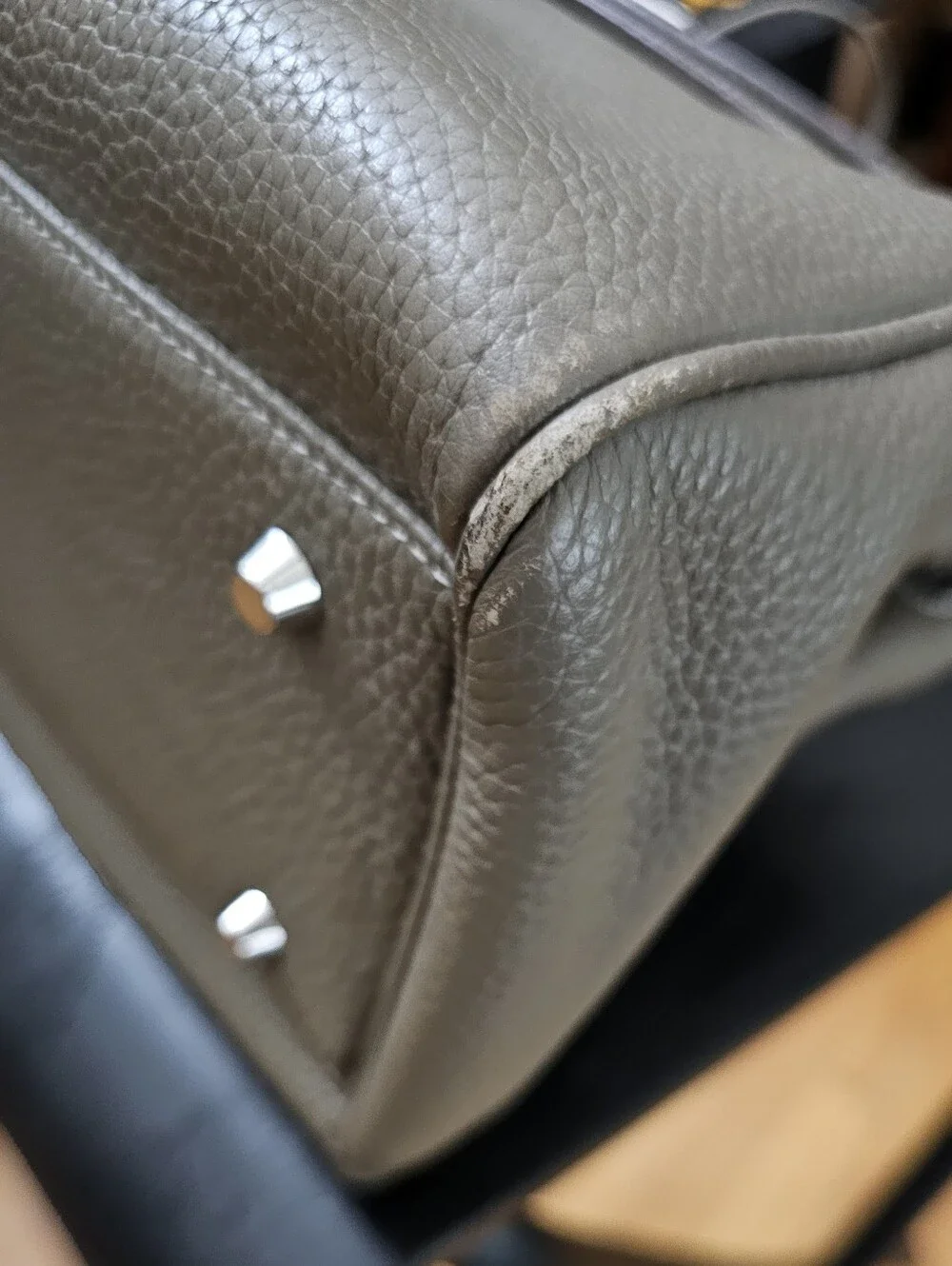 Gray Leather Top-Handle Women's Bag